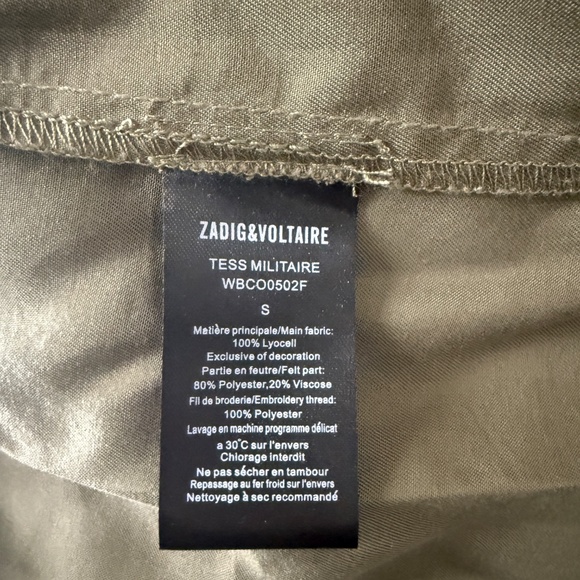 Zadig & Voltaire Tess Military Top Fox Embroidered S Lyocell - Picture 2 of 7